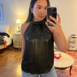 Black/Grey Shiny Halter Top